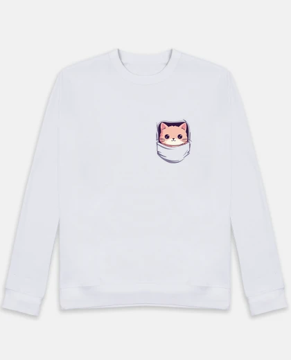 Hoodie kitten peeking out of the pocket