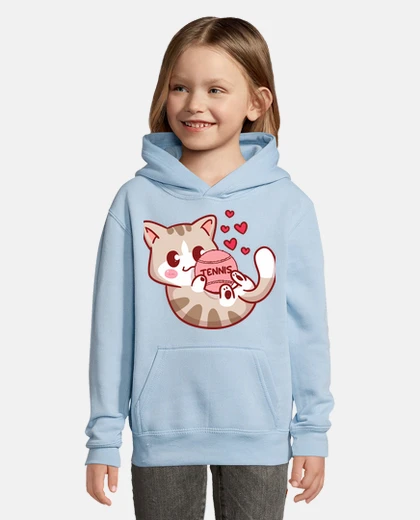 Kids kitten with cat tennis ball