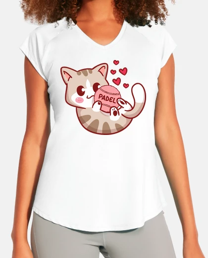 T-shirt kitten with padel tennis ball