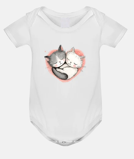 Kids kittens in a heart cute cats baby body onesie mother to cat to personalize