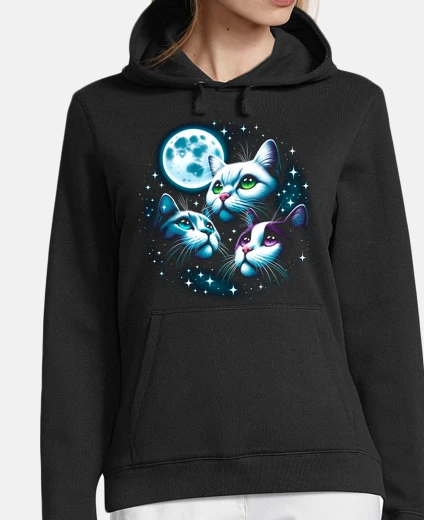 Hoodie kittens in the light of the full moon c
