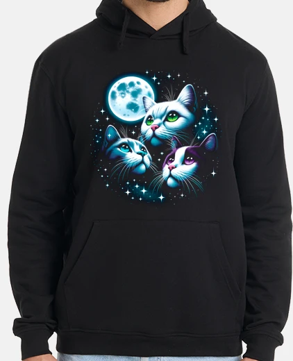 Hoodie kittens in the light of the full moon c