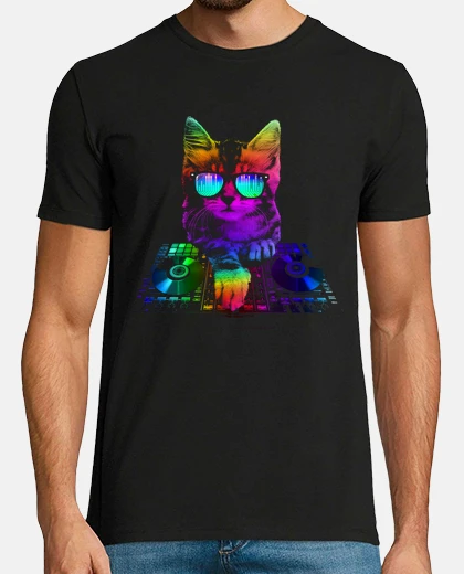 Tee-shirt kitty dj sur le mix