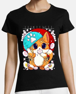 kitty eating ramen and shusi kawaii