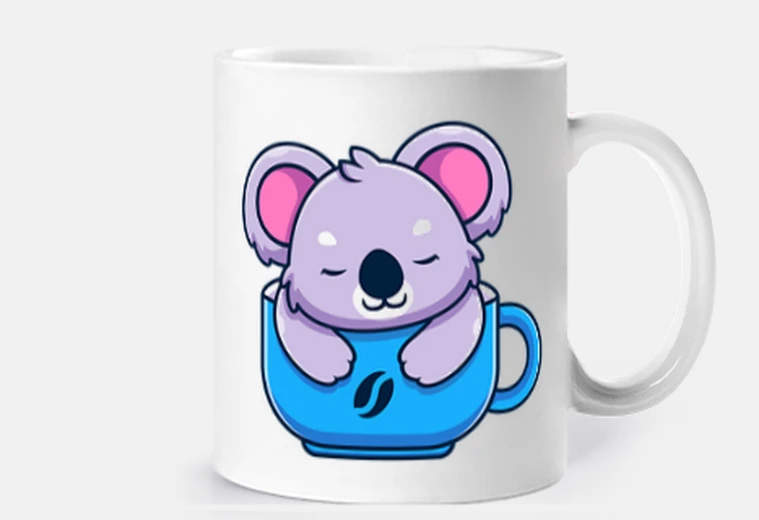 Taza koala en una taza de café