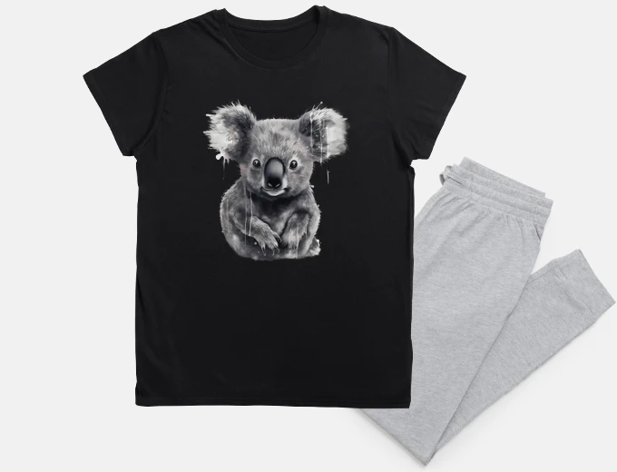 Pigiama koala minimal ista in bianco e nero