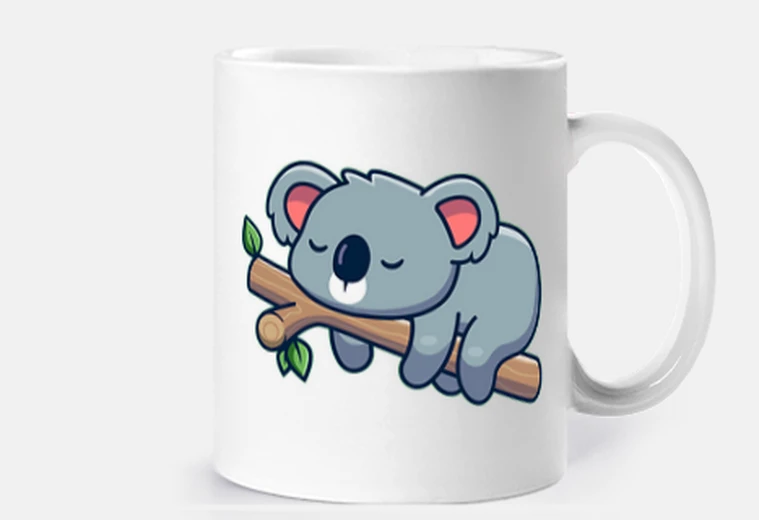Tazza koala su un ramo