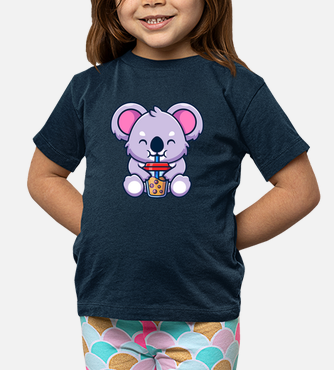 Camiseta manga corta para niñas negra diseño Koala