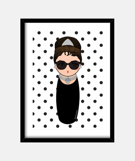 Framed kokeshi audrey hepburn