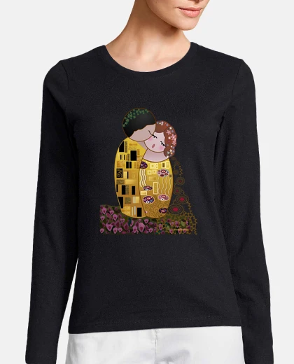 T-shirt Kokeshi Il Bacio stile Klimt regali per san valentino