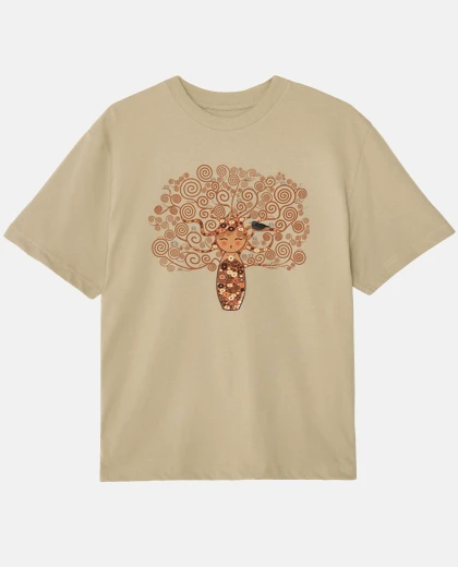 Tee-shirt kokeshi l39arbre de la vie klimt style