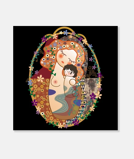 Lienzo Kokeshi Maternidad estilo Klimt