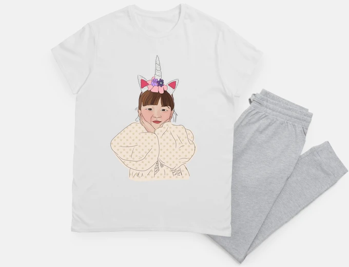 Pyjama korea girl in unicorn dress