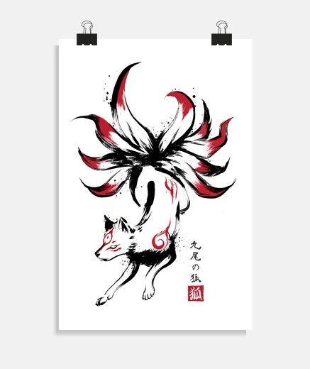 Poster kyubi no kitsune sumi e