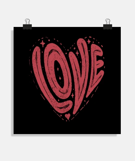 Poster l39amour en forme de coeur