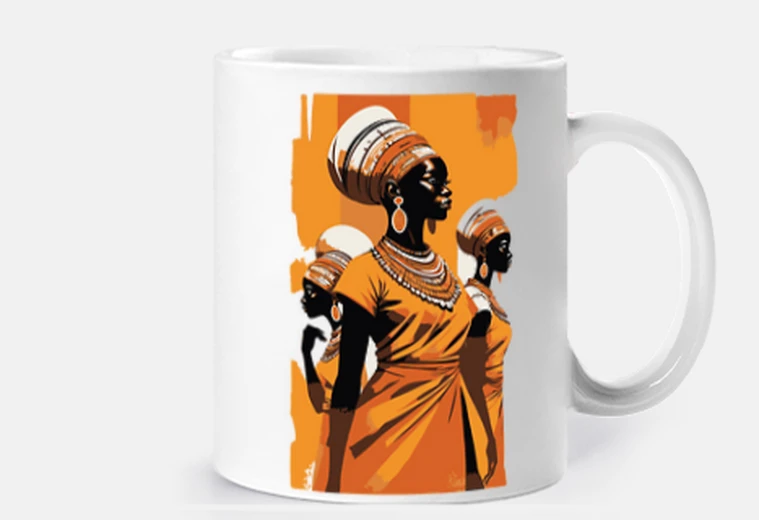 Tazza l&#39;eleganza etnica della donna africana afro personalizza l&#39;infusione di tè e caffè in tazza