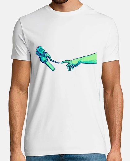 T-shirt la creazione del dipinto parodia dell&#39;artista moto