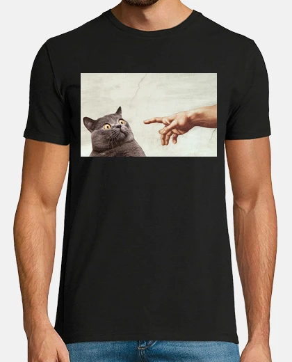 T-shirt la creazione di adam - divertente amante dell&#39;arte dei regali per gatti