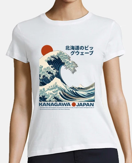 T-shirt la grande onda di kanagawa, jjapan, hokusai