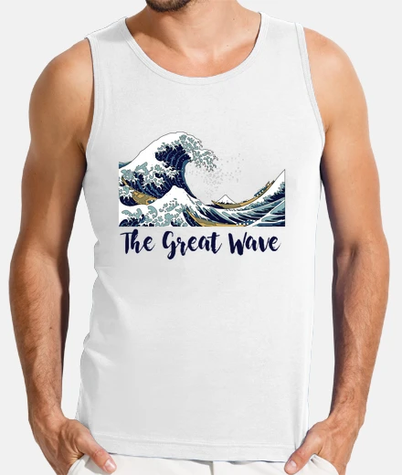 T-shirt la great wave (uomo-bianco-maniche)