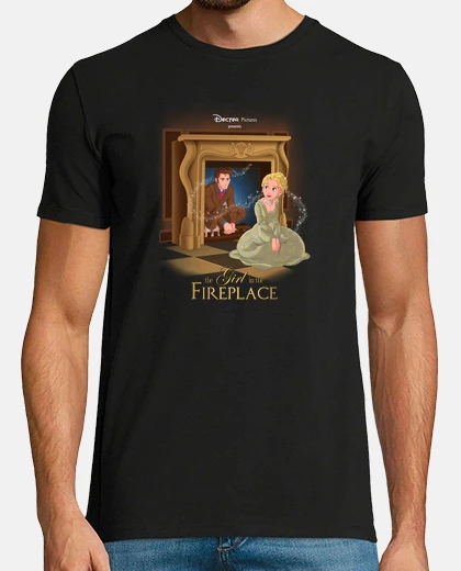 Tee-shirt la jeune  femme  dans la cheminée