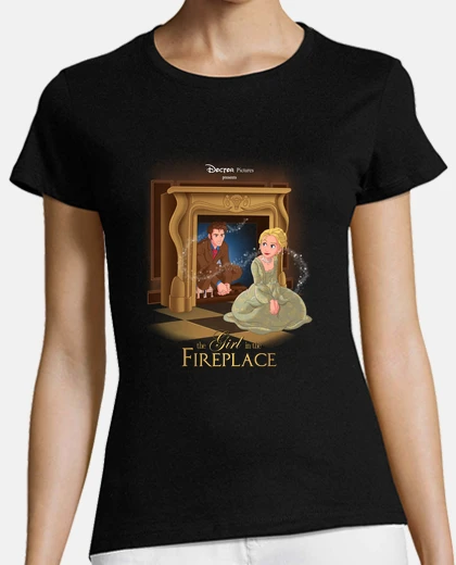 Tee-shirt la jeune  femme  dans la cheminée