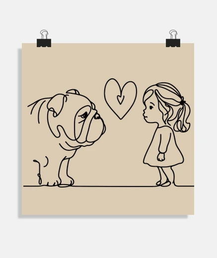 Poster la ragazza poster ama il bulldog
