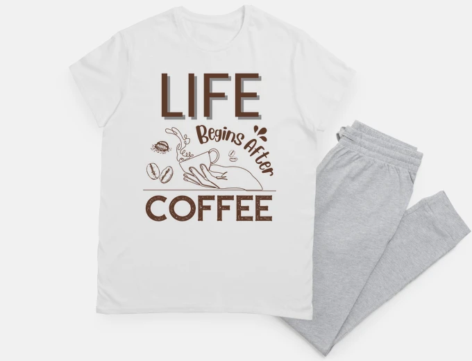 Pijama la vida divertida de los amantes de la cafeína comienza después del café.