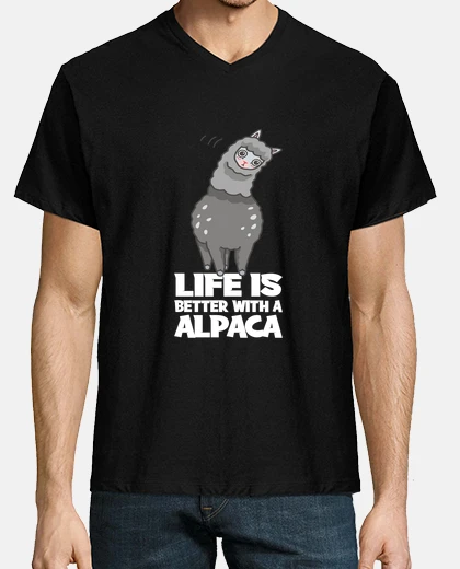 Playera la vida es mejor con una alpaca