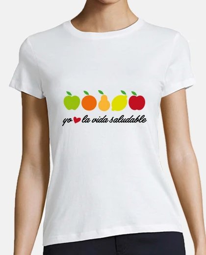 La vida saludable Mujer, manga corta, blanca, calidad premium