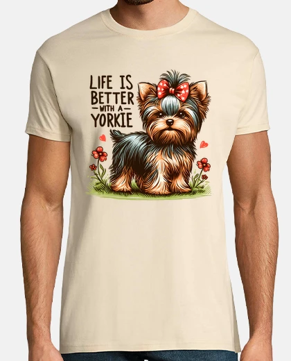 T-shirt la vita è migliore con uno yorkshire am