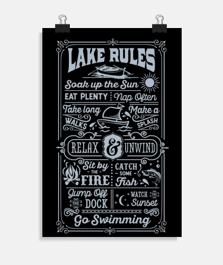 Poster lac règles en plein air été camping