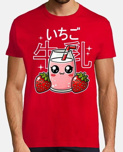 Tee-shirt lait à la fraise kawaii
