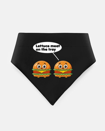 Mascotas laitue viande sur le plateau burger drôle