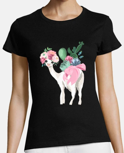 Tee-shirt lama alpaga cactus couronne fleurs mignonne floral nouveauté