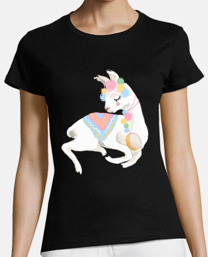 Tee-shirt lama alpaga couronne fleurs mignons drôles floral nouveauté