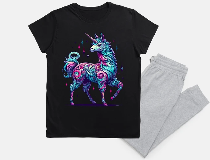Pyjama lama licorne arc-en-ciel tendance