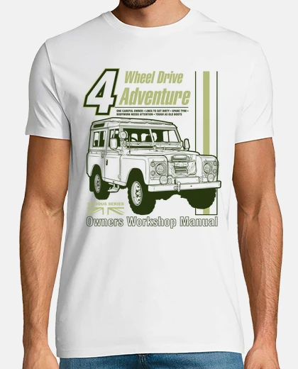 Tee-shirt land rover hors route voiture 4x4 aventure en montagne