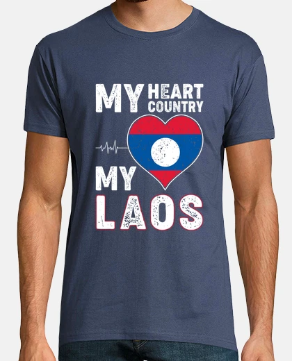Tee-shirt Laos mon pays , mon coeur , drapeau