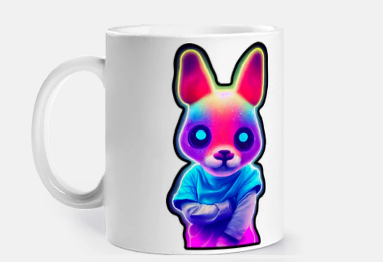 Mug lapin anthropomorphe néon