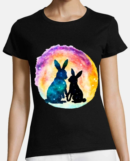 Tee-shirt lapin et  lapereau  maman à son bébé