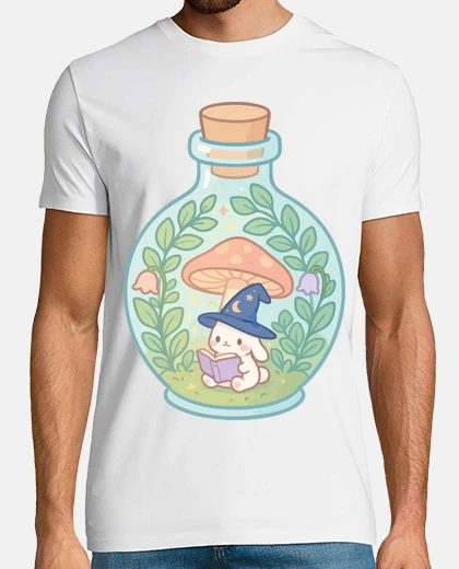 Tee-shirt lapin kawaii lisant un livre pastel