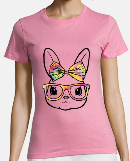 Tee-shirt lapin mignon , lunettes , noeud papillon ,funny