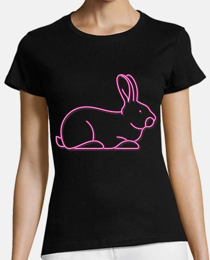 Tee-shirt Lapin néon fluo conil  à la moutarde col en V 