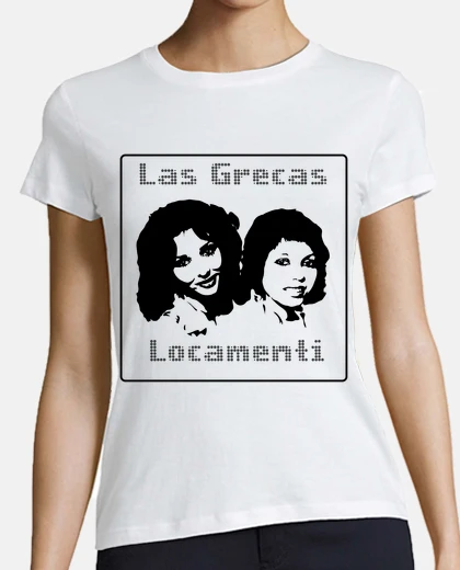 Camiseta Las Grecas,Mujer, estilo béisbol, blanca y azul marino