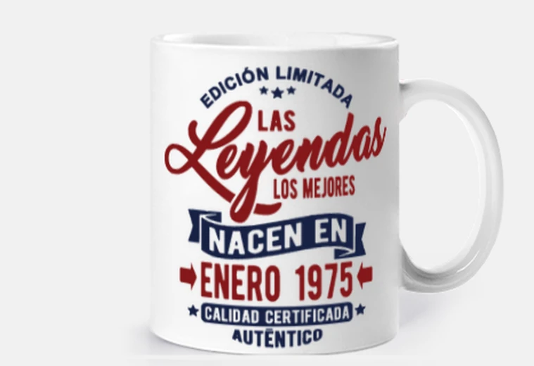 Taza Las leyendas nacen en enero 1975