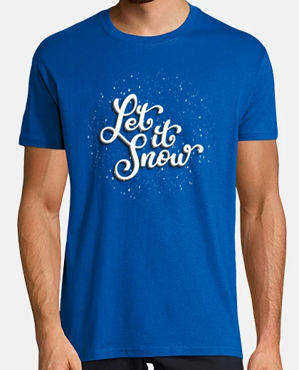 T-shirt lascia che nevichi, t-shirt natale t-shirt uomo, stile retrò, blu royal e bianca