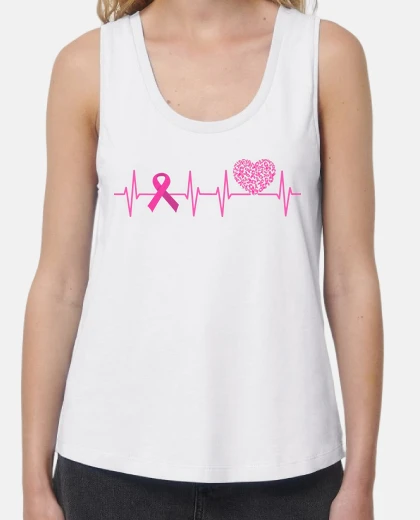 Camiseta latido del corazón del cáncer de mama d