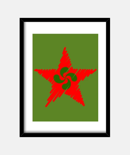 Cuadro Lauburu Estrella Roja Trazos