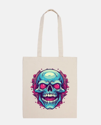 Bag laughing skull red eyes student bag diary tote